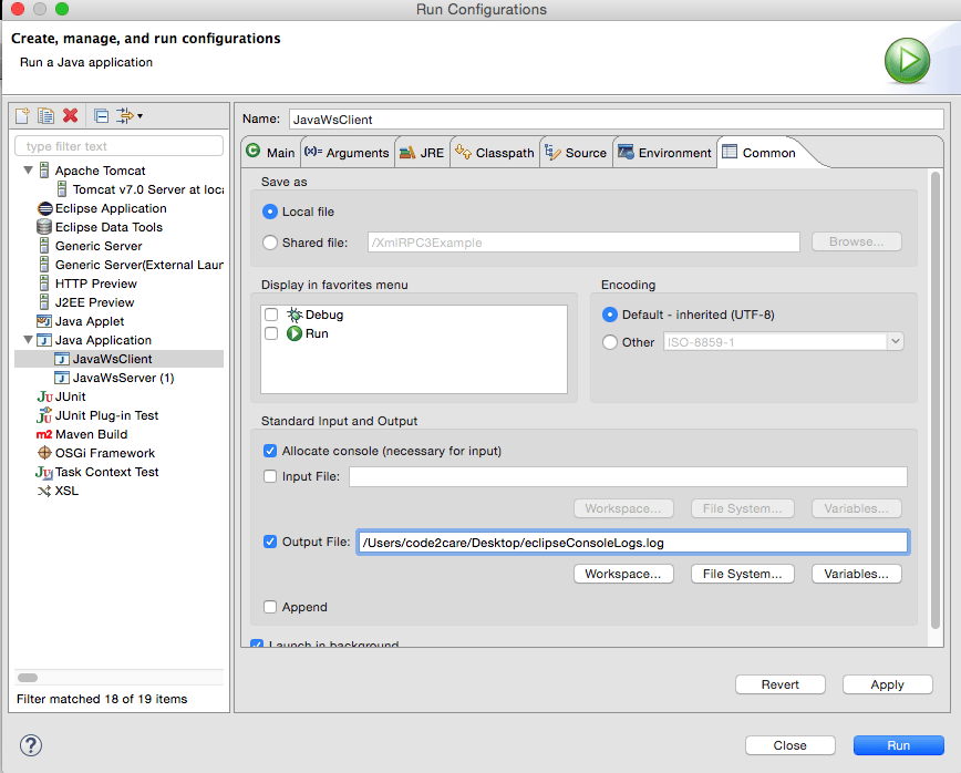 How to Save Eclipse console logs in external log file Code2care